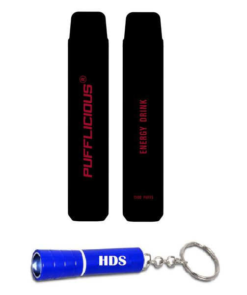 Pufflicious 1500 Puff 50mg Vape - Energy Drink with HDS Branded Keyring