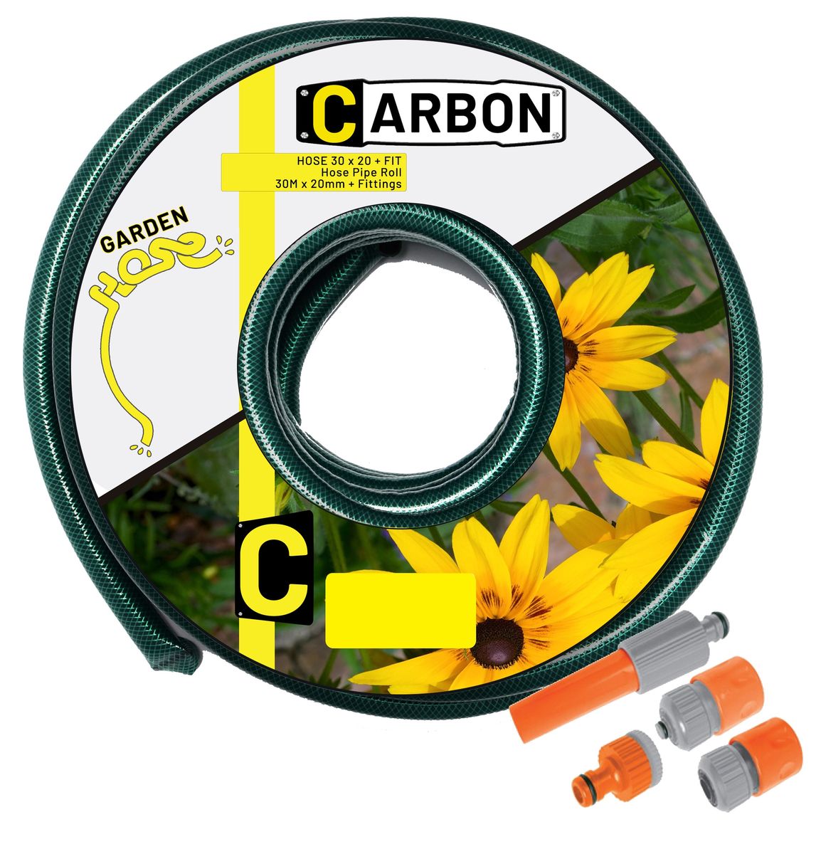 Carbon 30m x 20mm High Density Green Garden Hose Pipe Roll With 4 Fittings Shop Today. Get it