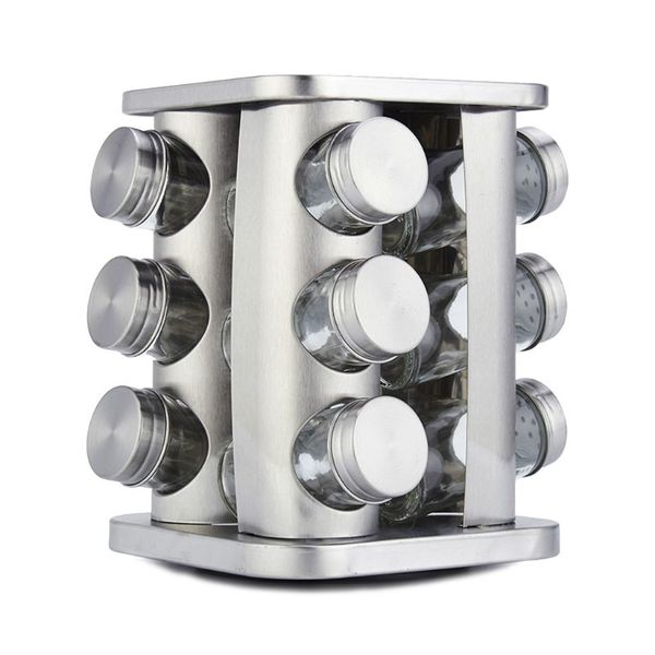 Kitchen Rotating Base Seasoning Bottles Spice Rack Stainless Steel