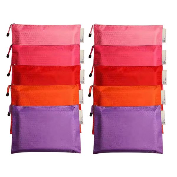 Paper Lion A4 Honeycomb Pattern Waterproof Zipper File Bags - 10 Pack