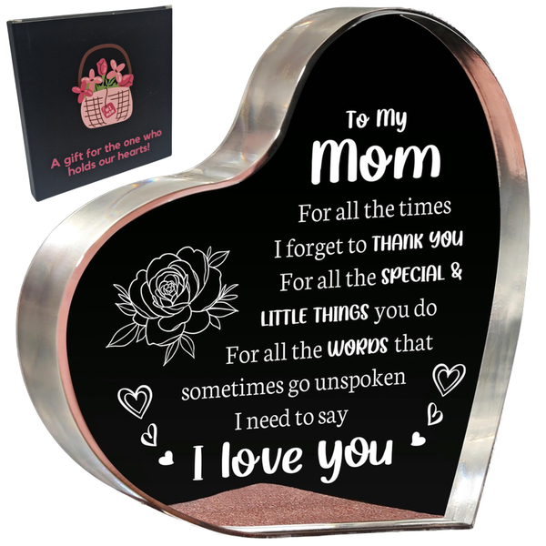 Gifts for Mom, Acrylic Keepsake 3.9x3.9 Inch, Mom Birthday &amp; Christmas Gift