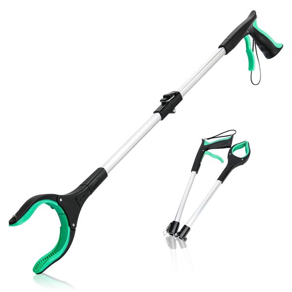 Foldable Grabber Reacher Tool Pickup Stick with 360 Rotating Jaw &amp; Magnet