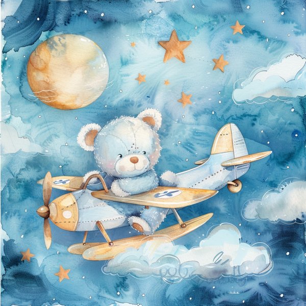 Wall Art Canvas - Teddy flying in the sky