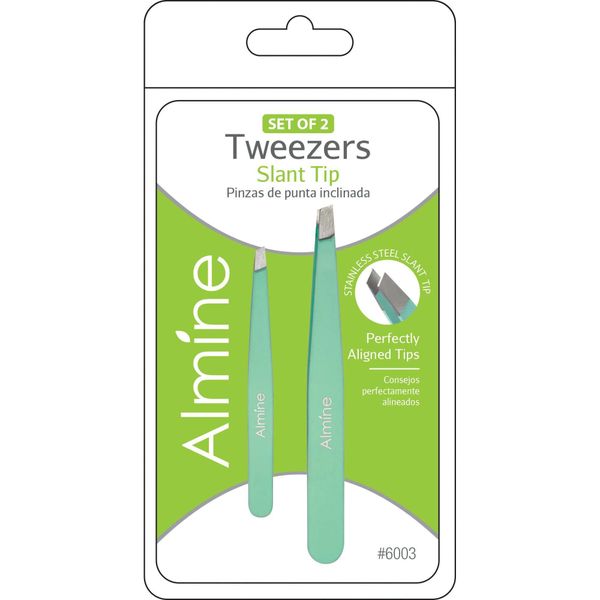 ANN06003 - Almine - Slant Tip Tweezers with Rubber Coating 2 Piece - 4 Pack