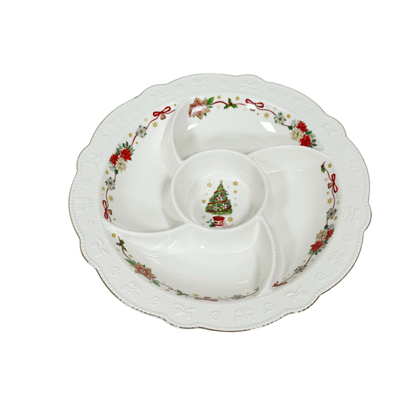 SDG-30 Festive Christmas Divided Snack Bowl (33.5CM × 4CM)