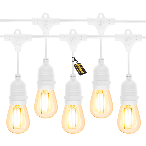 Litehouse 2 Pack 10m LED Festoon Outdoor Bulb String Lights - 10 Bulbs