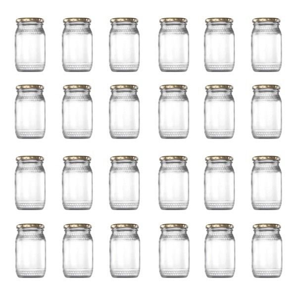 24 Pack Consol Glass Round Honey Jars 352ml with Lids