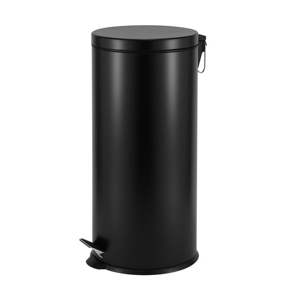 Casa Roma 30l Steel Pedal Bin - Soft Close Lid - Black Matte
