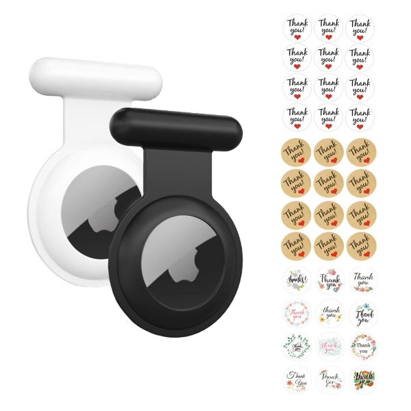 Apple AirTag Holder with Invisible Pin-2 Pack &amp; 3 Sheets Thank you Stickers