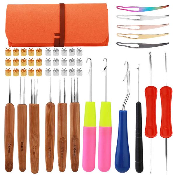 Dreadlock Crochet Hook 48Pcs for Hair Braiding with Case and Dreadlock Tool