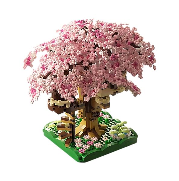 1109 Piece - Sakura Haven Micro Potted Treehouse Building Set - Pink