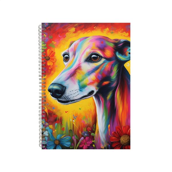 Greyhound With Gerbera Daisies Neon Notebook Gift Idea A4 Notepad Pad 73