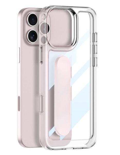 Clear Case With Pink Silicone Band Compatible With iPhone 16 Series