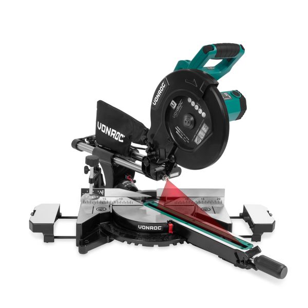 VONROC Sliding Mitre Saw - 255mm Multi-Material with laser and LED