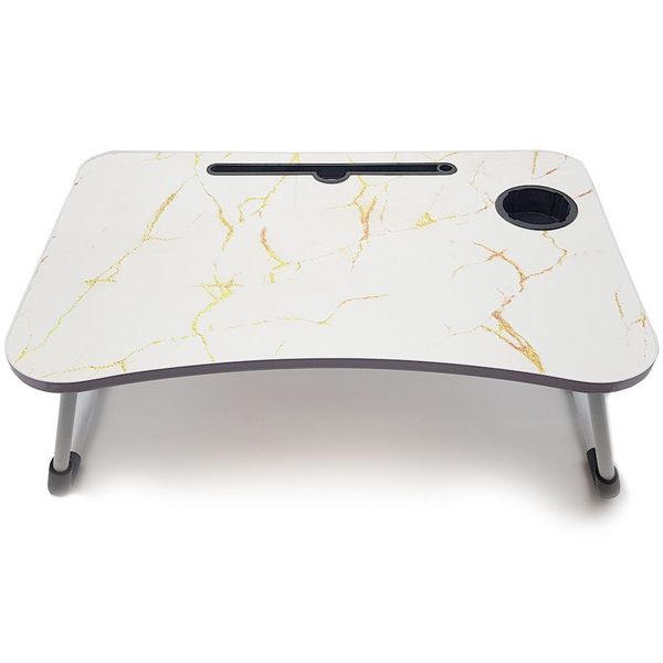 White Portable Marble Laptop Table
