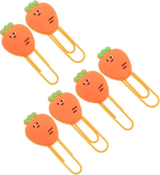 Fruit-Shaped Flexible Glue Clips 3Pcs, Cute Carrot Design Paper Clamps