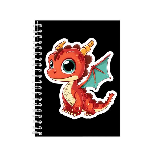 Red 1 A5 Notebook Spiral Lined Trendy Notepad Dr image