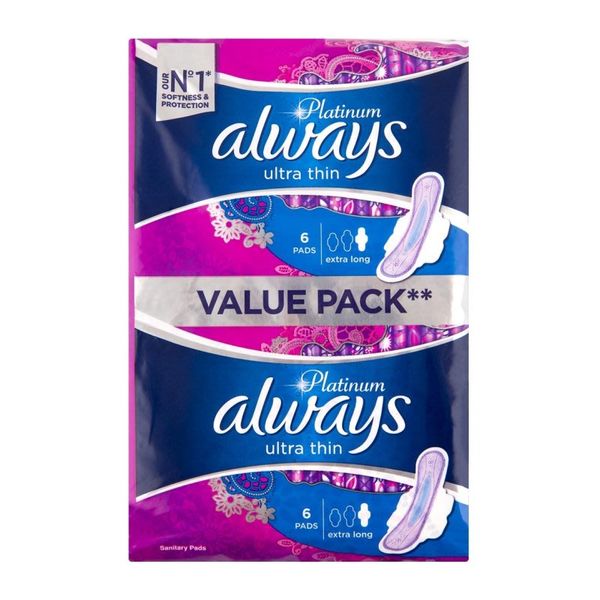 Always Platinum Ultra Thin Extra Long Night Value Pack Pads 2 x 12 Pack