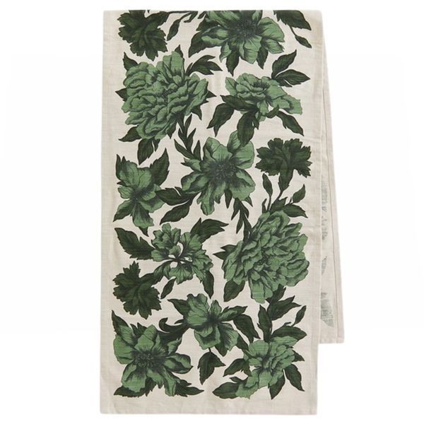 Elegant Botanical Table Runner - Green Floral Leaf Print 45x150