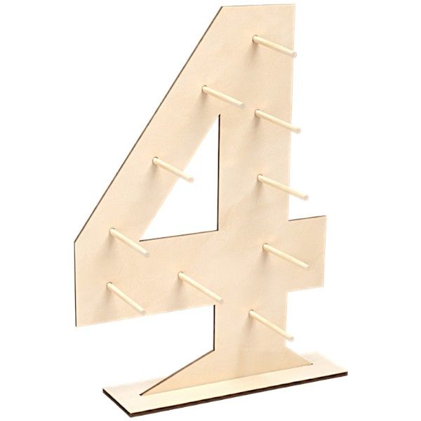 Wooden Donut Stand Display - Number 4 - Freestanding Party Dessert Holder