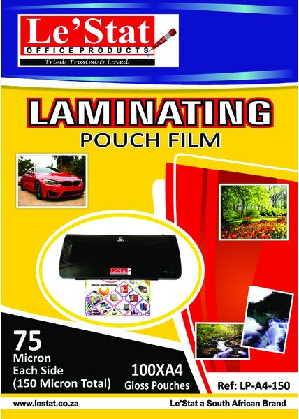 Le' Stat A4 150 Micron Laminating Pouches Box of 100