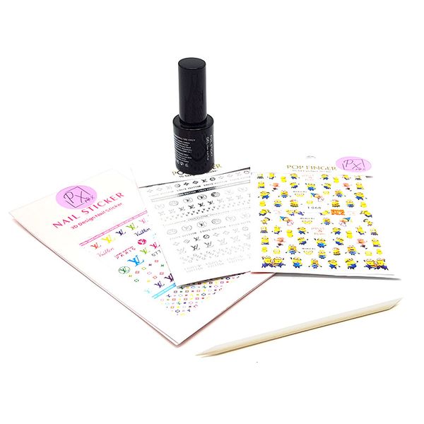 Minion Fashion 3 Card Pack With Nail Foil Sticky Glue &amp; Cuticle Pusher