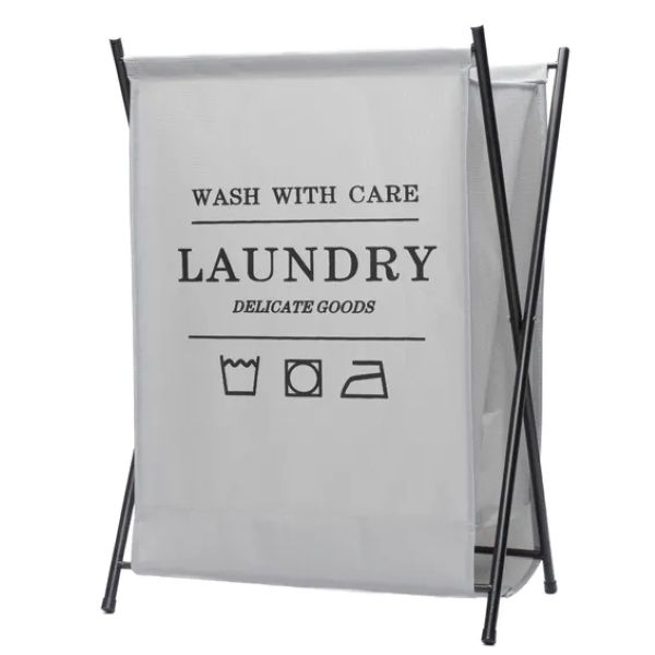 Aluminium framed fold laundry basket grey 50l