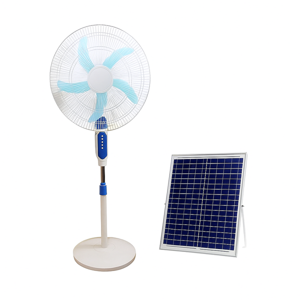 Solar Rechargeable Standing Fan - 16", For Home &amp; Garden