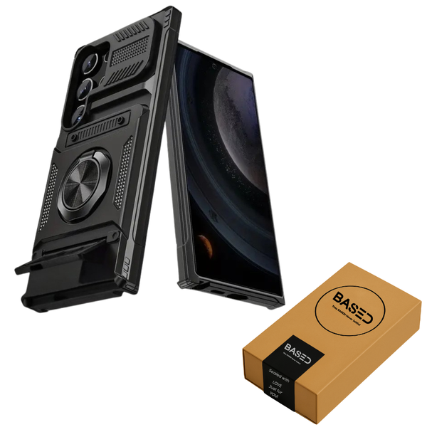 BASED Galaxy S25 Ultra Compatible Tough Case Cover with Stand &amp; Card Slot