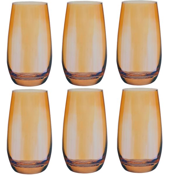 Crystal Glass Mousse Mojito Glass Tall Tumbler Glasses Set - 6 Piece - 15cm