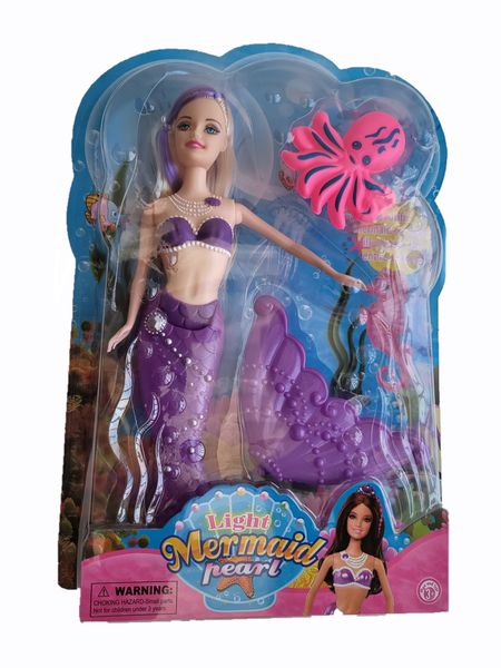 Mermaid Doll with Illuminating (Light Up) Tail 27cm Purple Blonde