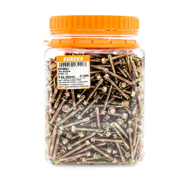 EUREKA Tek Screw Hex Head Coarse Thread 5.5 x 38mm Q:1000 BP366J
