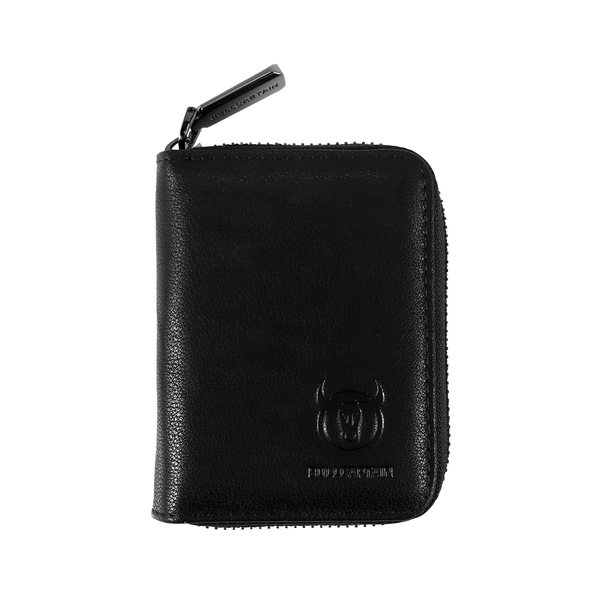 Bullcaptain Leather Men Wallet Card Pack Zipper Card Bag Black