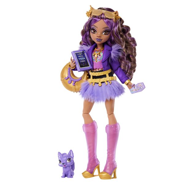 Monster High Clawdeen Wolf Fashion Doll in Furry Skirt with Pet Crescent