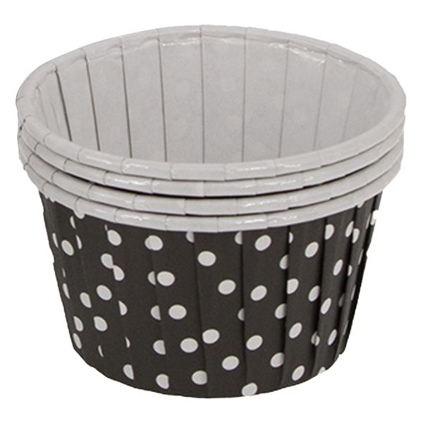Regent Cake Cups Black With White Dots Pet Lined 25 Pack - (50 x 39mm)