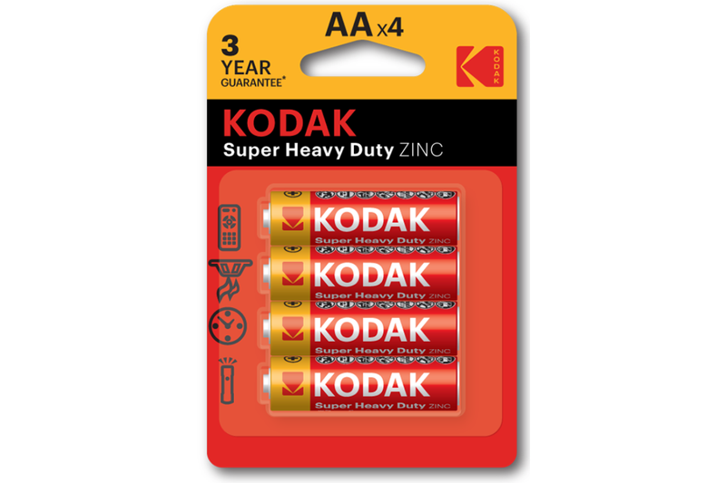 KODAK Super Heavy Duty Zinc AA Batteries - 4 Pack