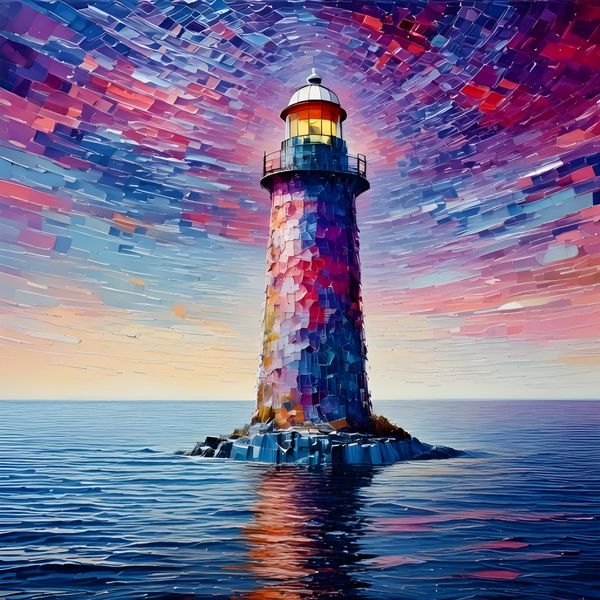 Canvas Home Decor Wall Art - Futuristic lighthouse