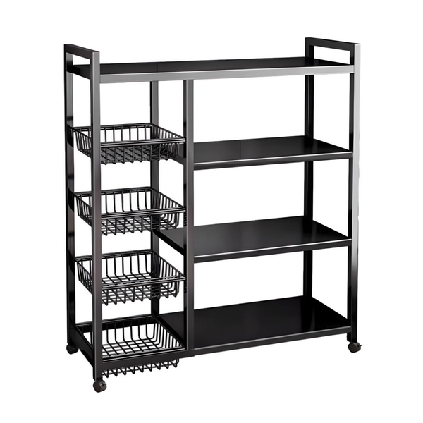 Four-Layer Metal Storage Rack, Organizer, With Wheels For Mobility