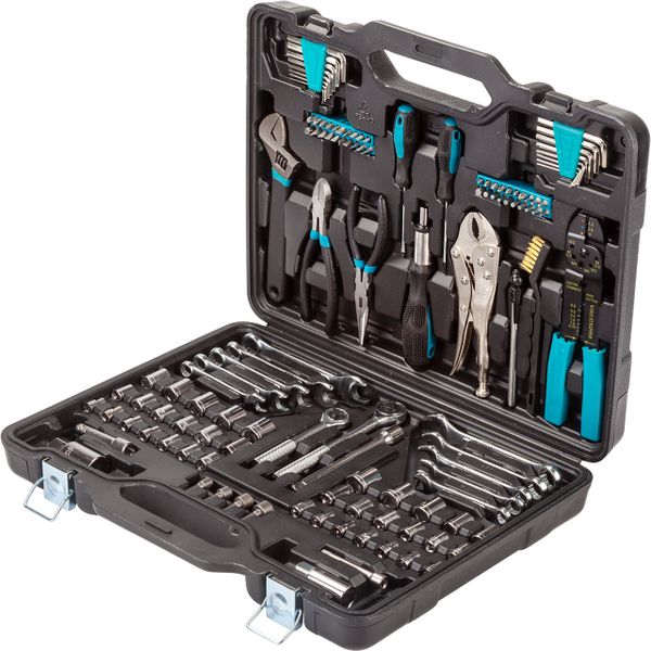 Bort - DIY Hand Tool Set / Tool Kit with Spanners and Sockets - 123 Piece
