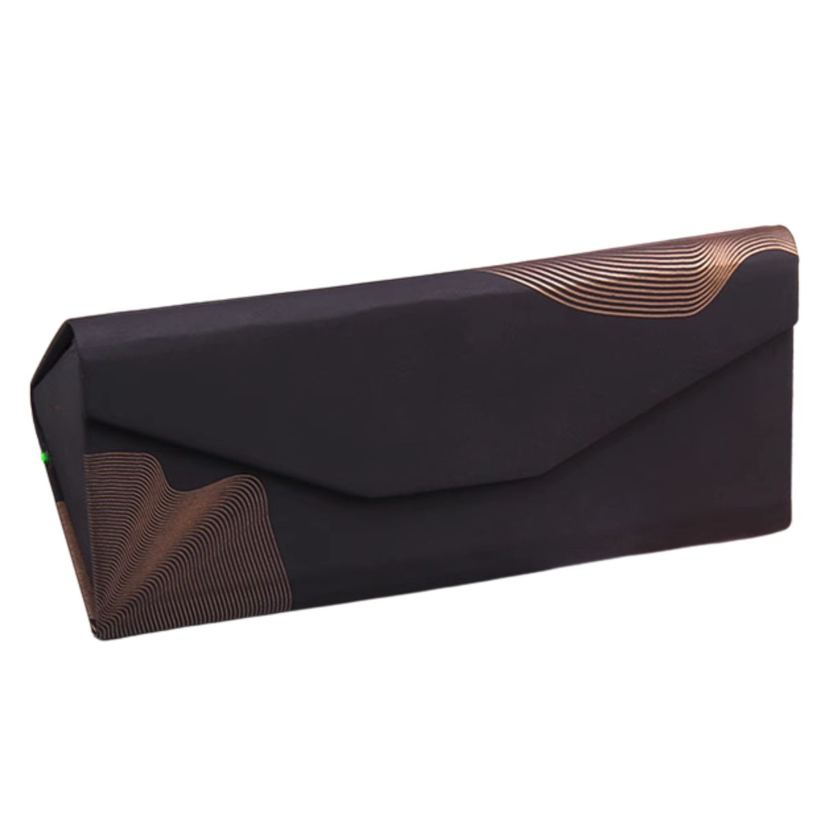 Foldable Sunglasses Case, Black, Gold Design, Magnetic, Travel Size