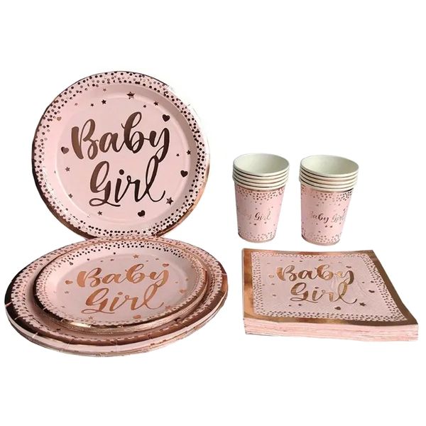 Kabukis 59 Pieces Rose Gold Party Tableware Set - Plates, Cups &amp; Napkins
