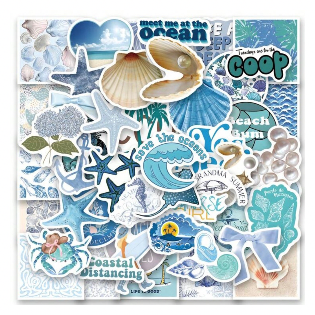 Coastal / Ocean / Beach / Nautical Themed Sticker Pack - 60 Piece ...