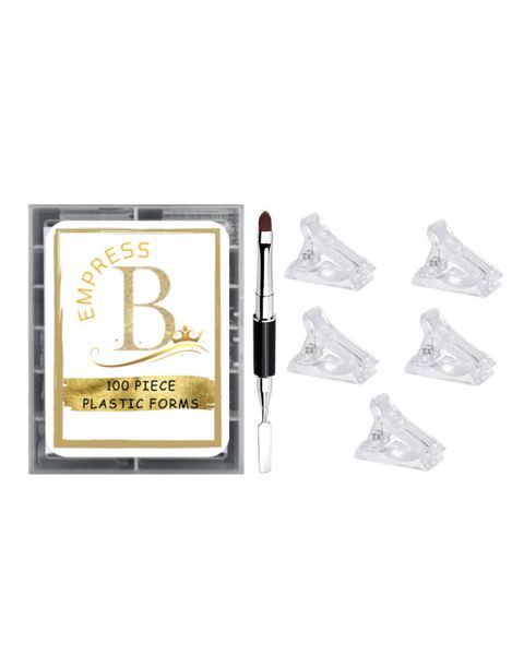 Empress B PolyGel Plastic Nail Forms with 5 Nail Clips &amp; PolyGel Brush