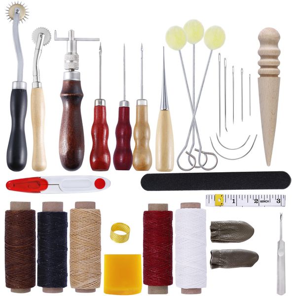 31Pcs Leather Sewing Kit Upholstery Thread Repair Sewing Leather Tools Set