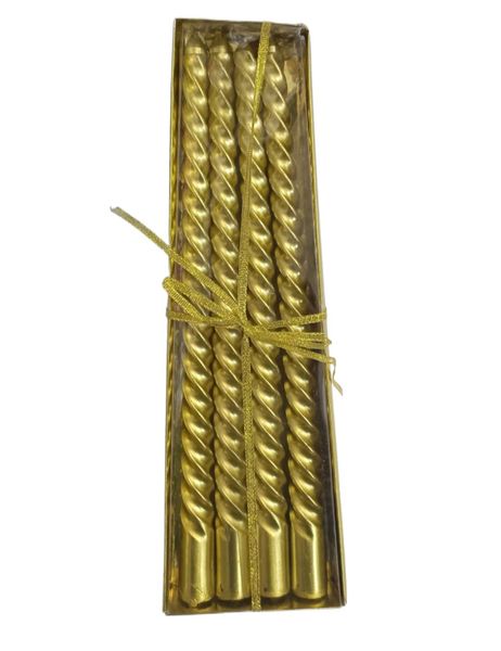 Set Of 4 Twist Taper Candles - 25cm