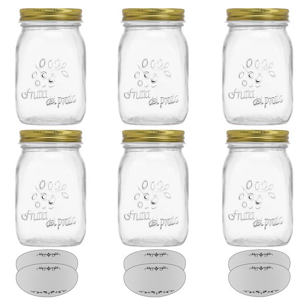 Home Kitchen Multifunctional Jam Storage Jar with Labels Set of 12 (350ml)