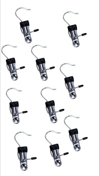 Stainless Steel Clothes Pegs with Hook and Hanger - 10-Piece Heavy-Duty Set