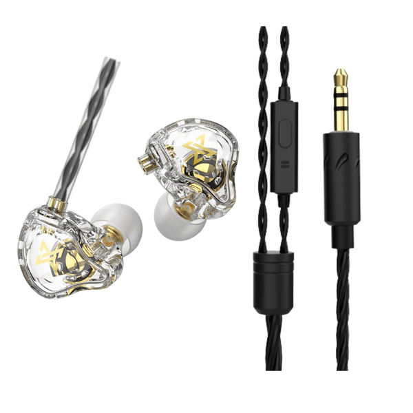 QKZ AK6 Max Hi-Res Dual Dynamic Earbuds with HD Mic &amp; Case - Transparent