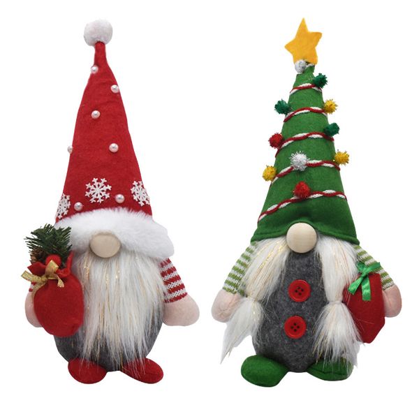 Christmas Gnome Plush Decorations, Red &amp; Green, Handmade