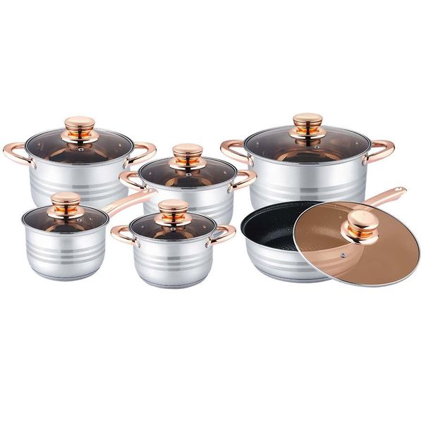 Sinarco High Quality Stainless Steel 12Pieces Cookware Pot Set